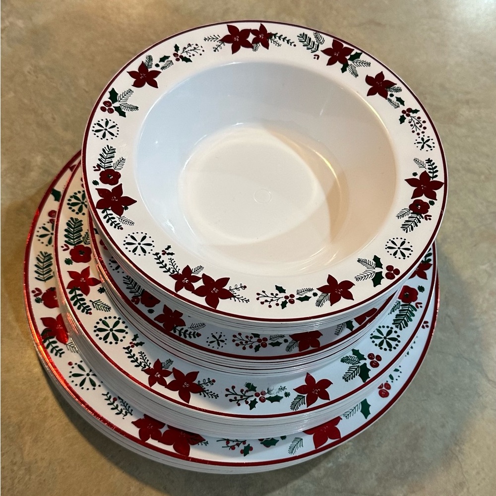 Holiday themed melamine bowls/plates for your family gathering. New condition.